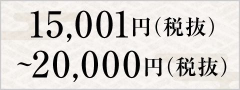 15,001円(税抜)～20,000円(税抜)