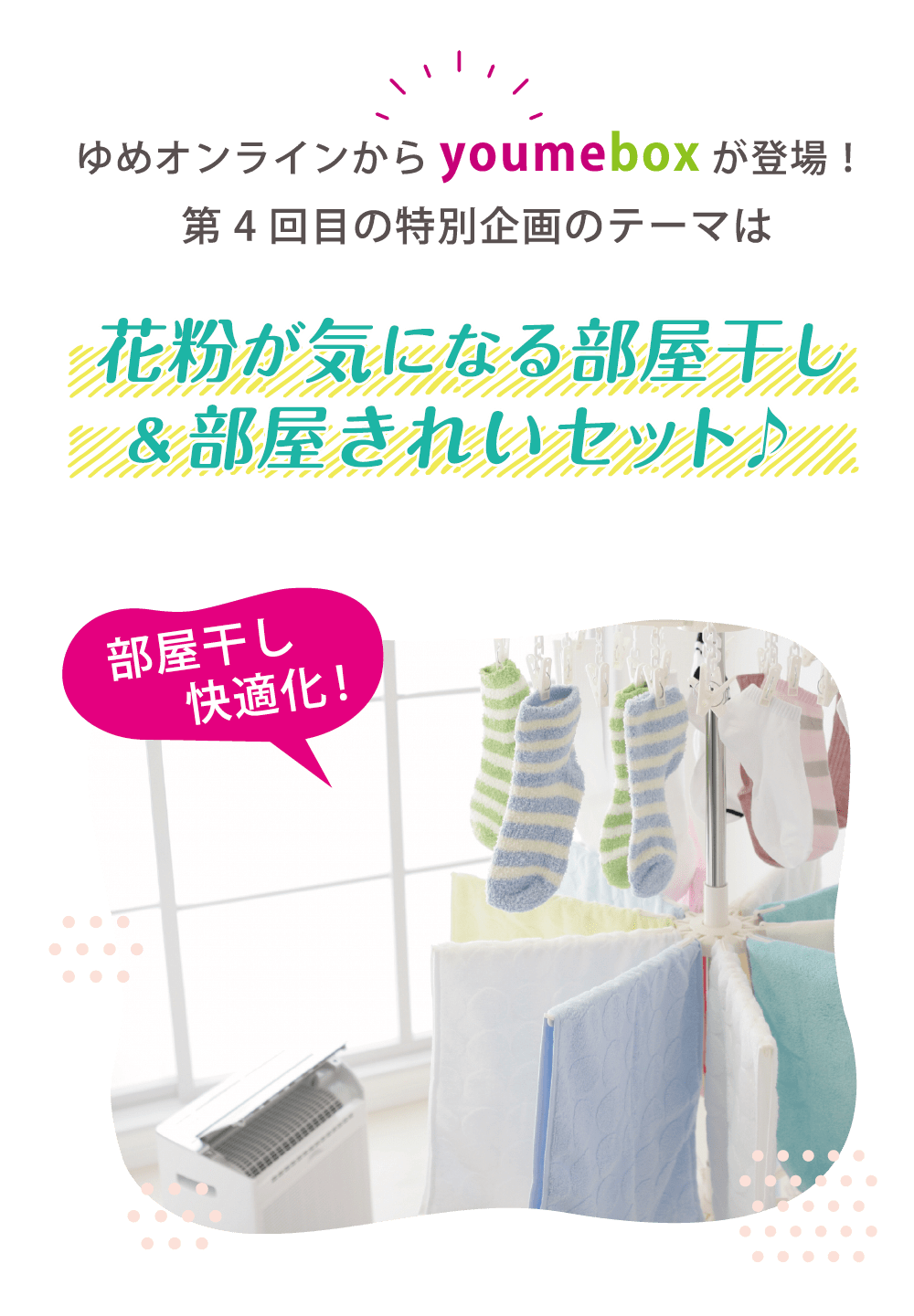 第4回目の特別企画のテーマは「花粉が気になる部屋干し&部屋きれいセット」