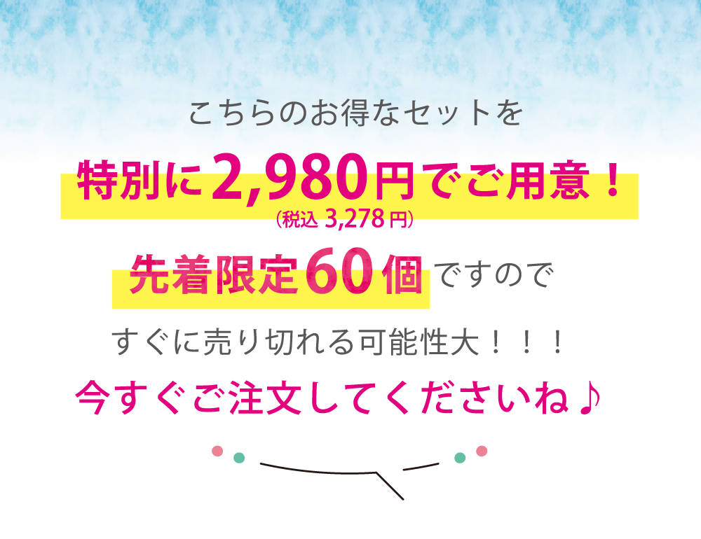 こんなにお得なセットを特別に2,980円（税込3,278円）でご用意！