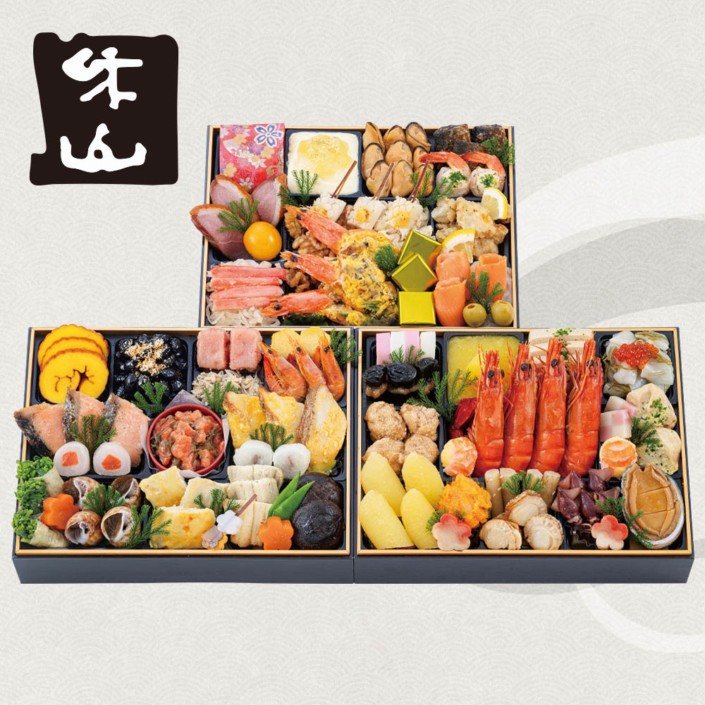 ②6角　珍味　松花堂　木目弁当箱 松花堂弁当箱 送料込み（②6角 珍味 松花堂 木目弁当箱 - 弁当箱
