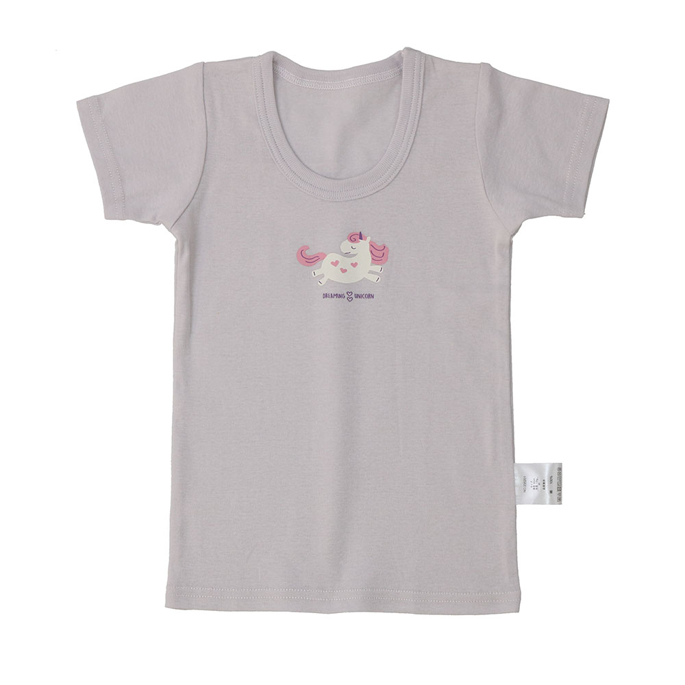 ベビー 綿100%フライス 総柄&ワンポイント 2枚組半袖スリーマー