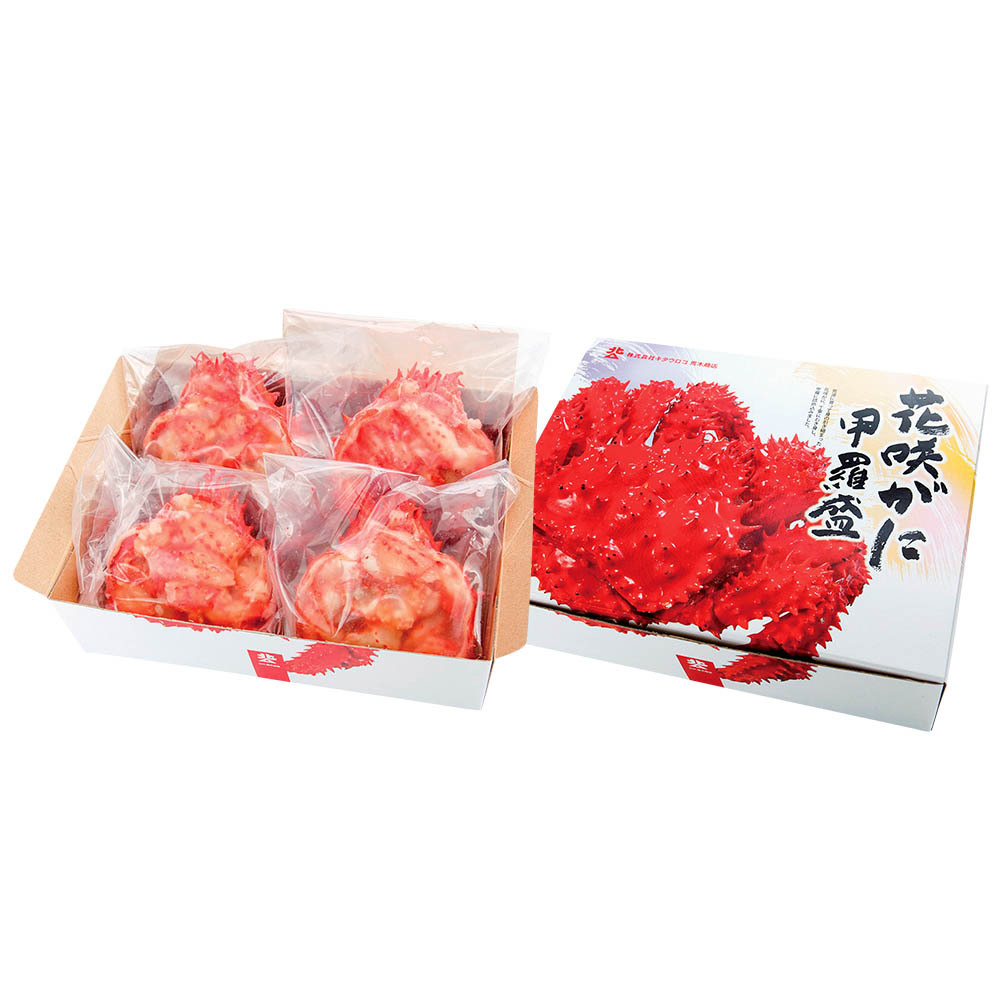 【送料無料】<キタウロコ荒木商店> ボイル花咲蟹甲羅盛り化粧箱約65g×4