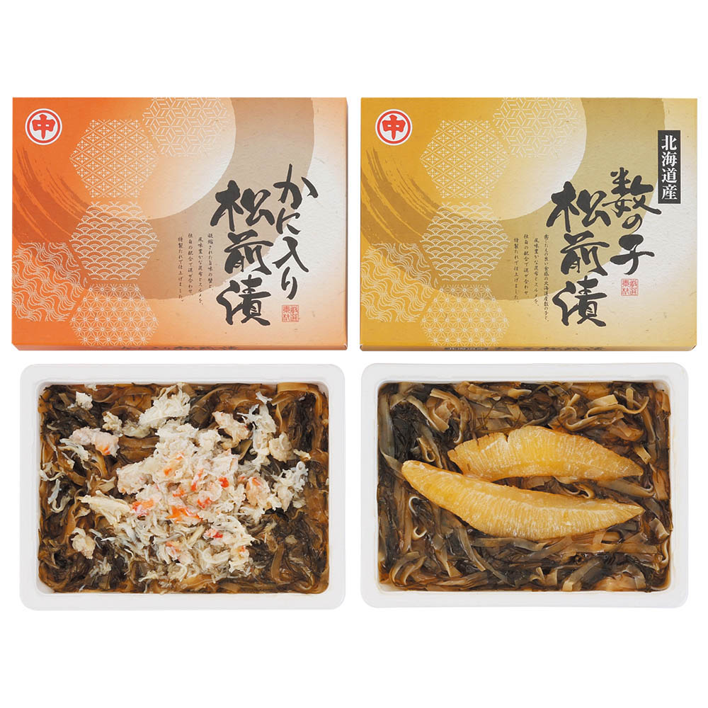 <丸中しれとこ食品>たらば松前漬&数の子松前漬セット