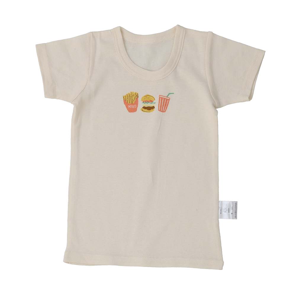 ベビー 綿100%フライス 総柄&ワンポイント 2枚組半袖Tシャツ