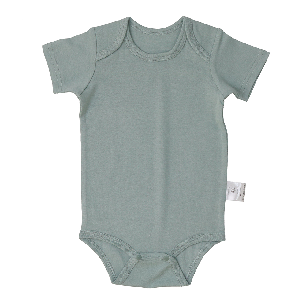 ベビー 綿100%フライス ボーダー&無地 2枚組半袖ボディスーツ