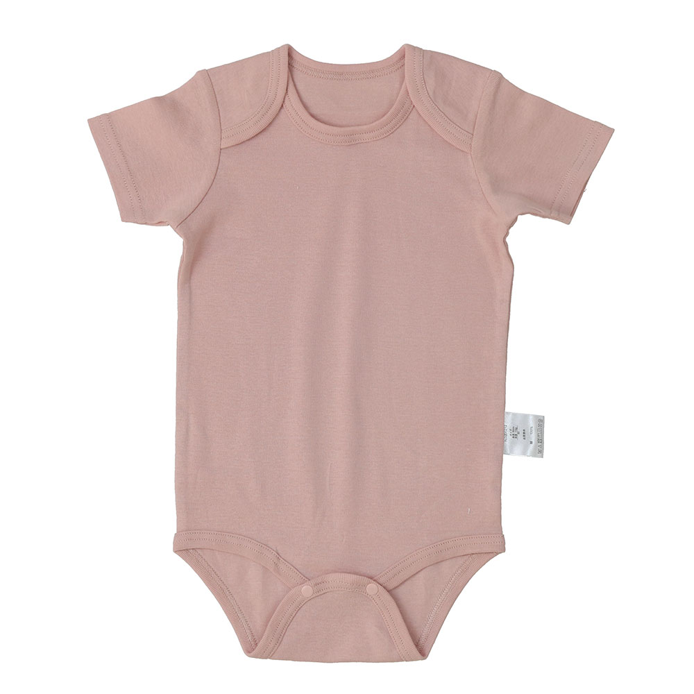 ベビー 綿100%フライス ボーダー&無地 2枚組半袖ボディスーツ