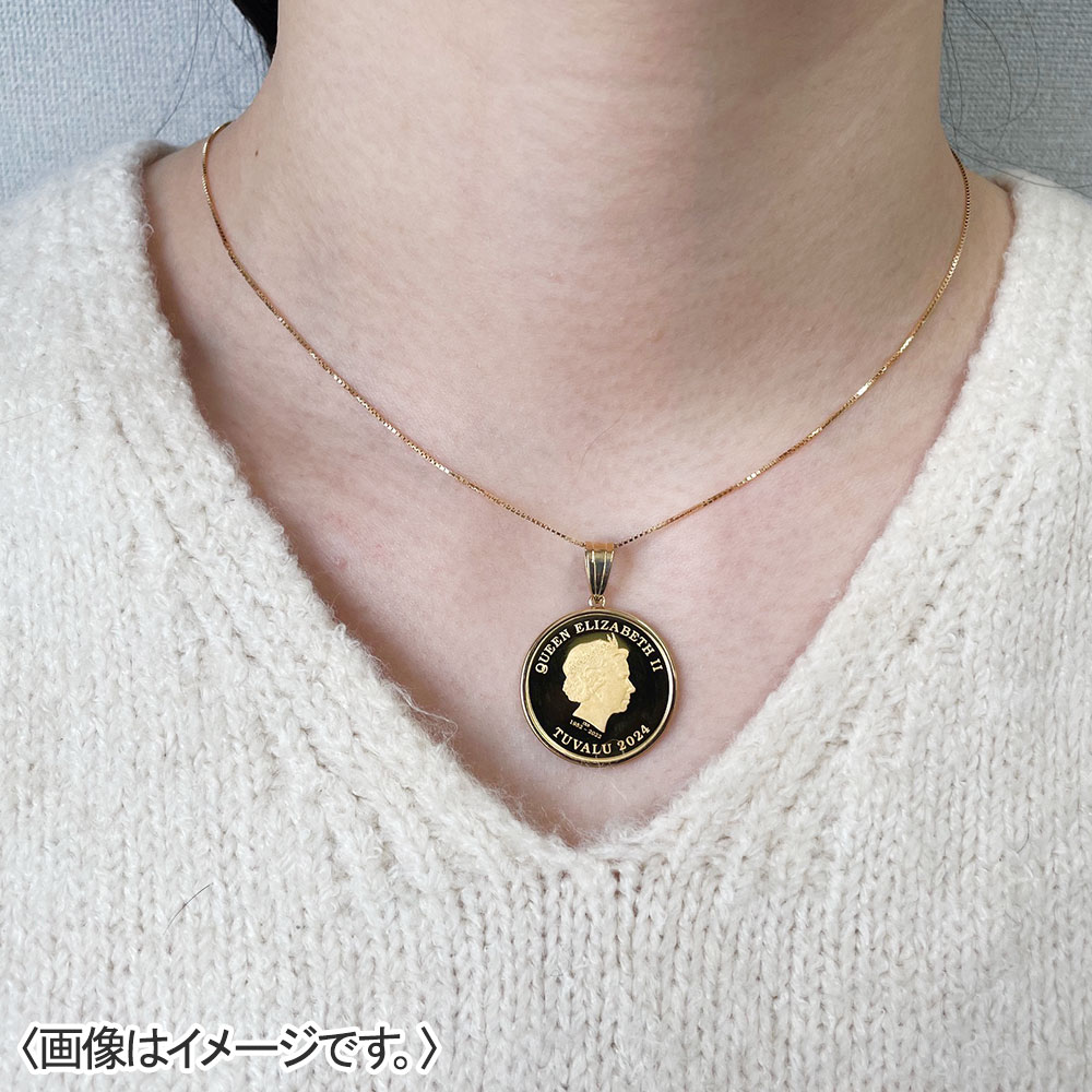 K24/K18エリザベスホース1/5オンスコインネックレス