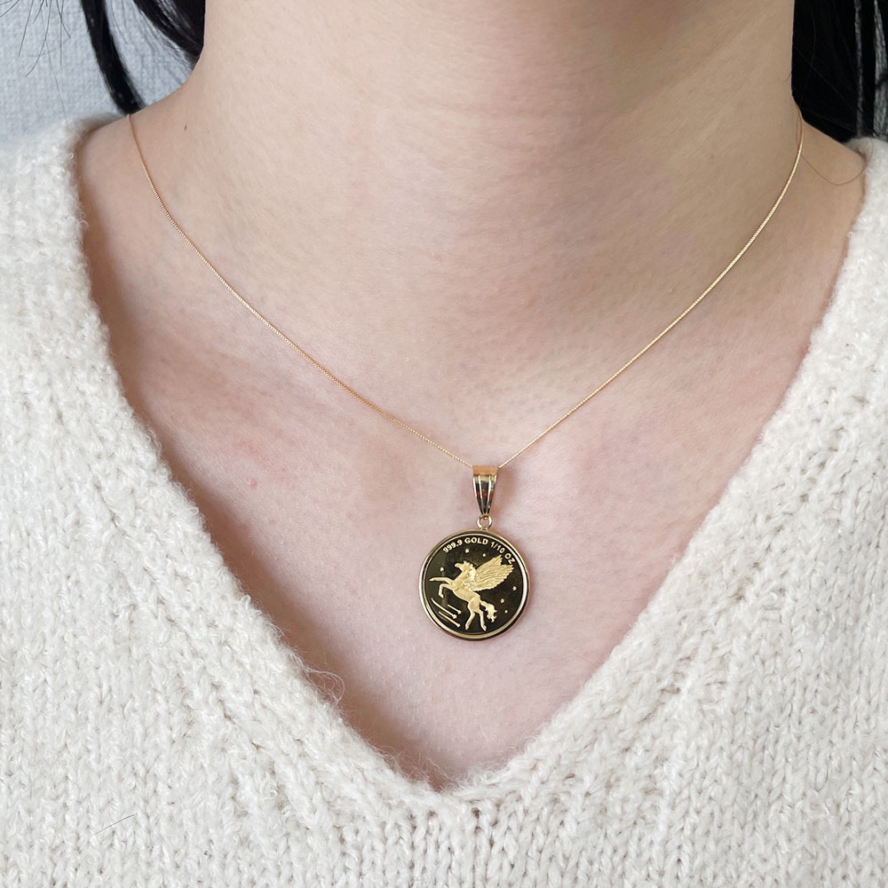 K24/K18 ペガサス1/10オンスコインネックレス