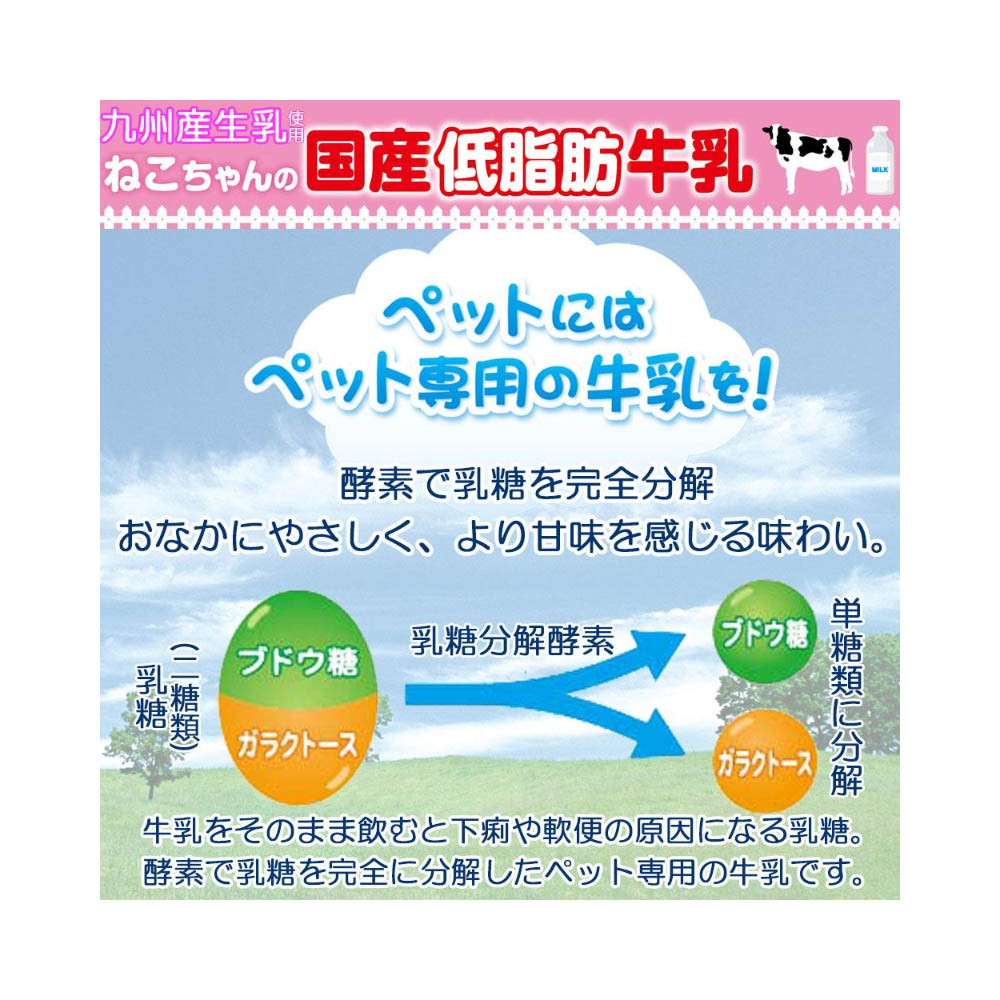 キャティーマン ねこちゃんの国産低脂肪牛乳200ML