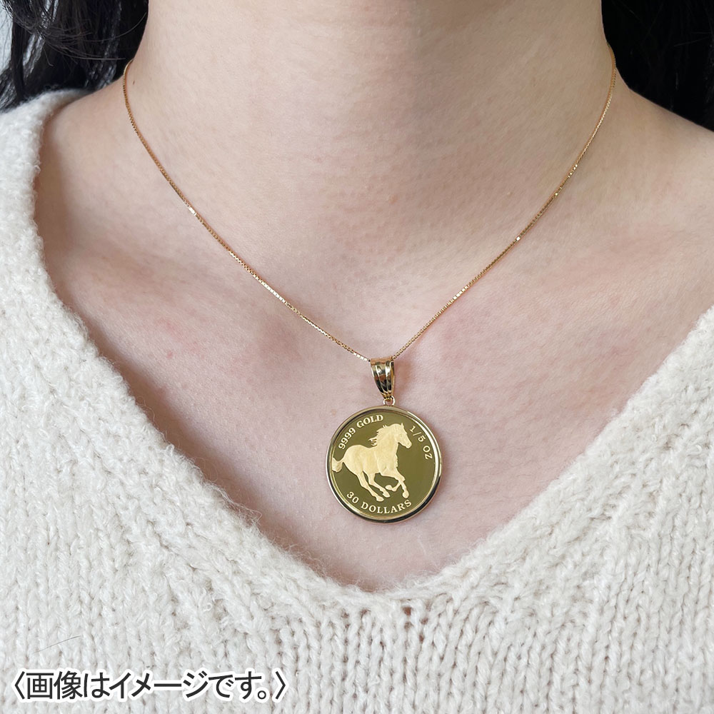 K24/K18エリザベスホース1/5オンスコインネックレス
