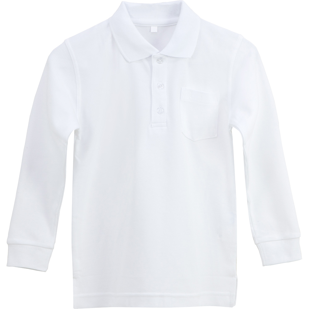 男児用：長袖ポロシャツ ●カラー：白