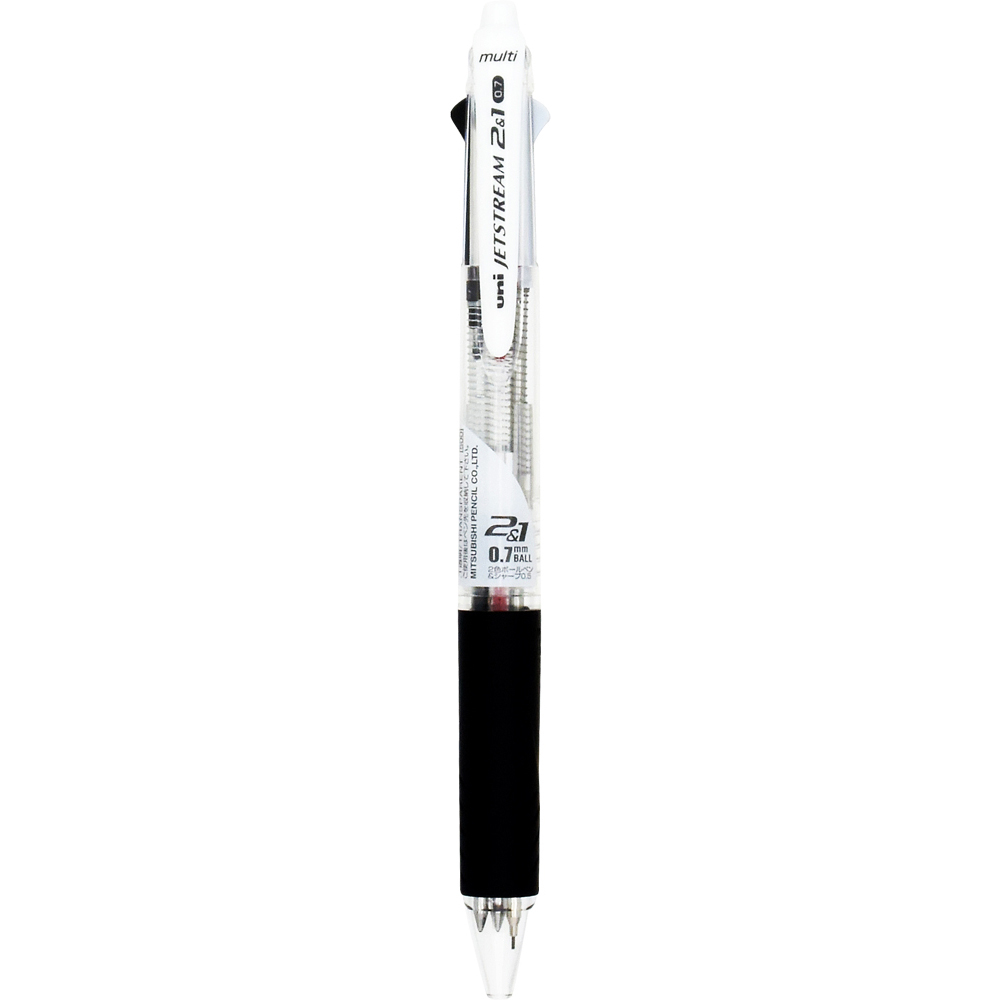三菱 ジェットストリーム 多機能ボールペン 2&1　透明  2色0.7mm+シャープ0.5mm