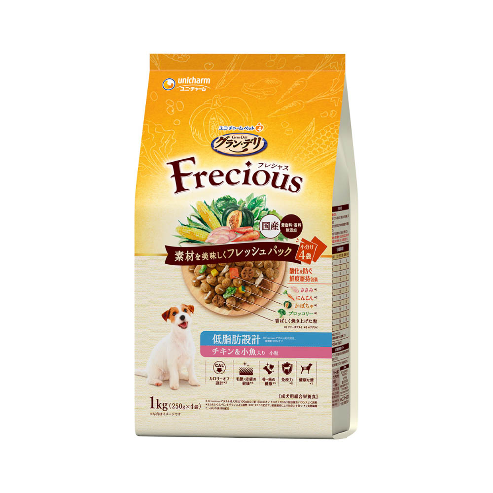 グラン・デリ Frecious アダルト成犬用低脂肪設計チキン&小魚入り1kg