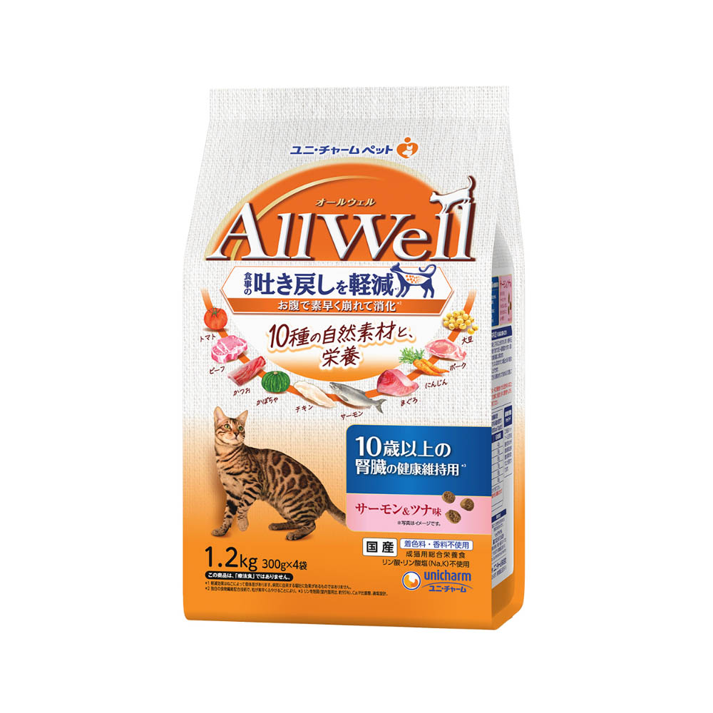 AllWell 10種の自然素材10歳以上の腎臓の健康維持用サーモン&ツナ味1.2kg