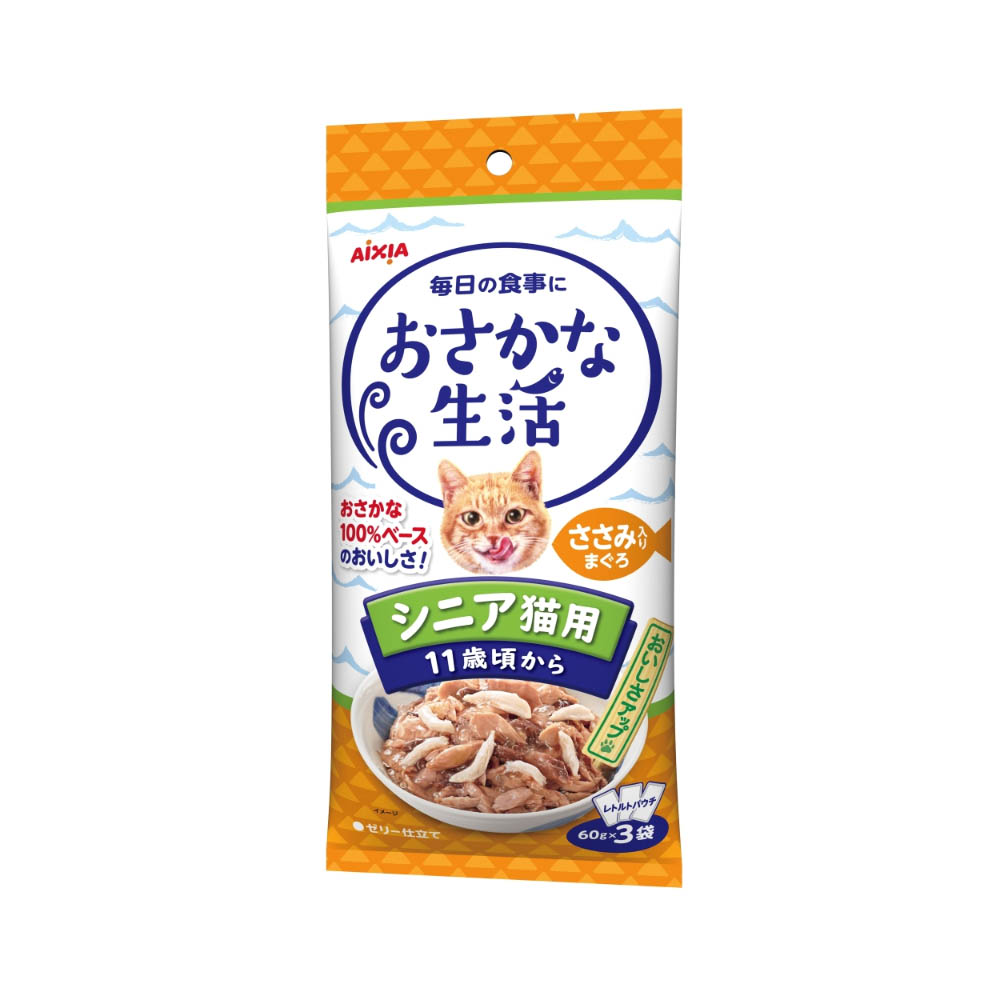 おさかな生活 シニア猫用 ささみ入りまぐろ 180g