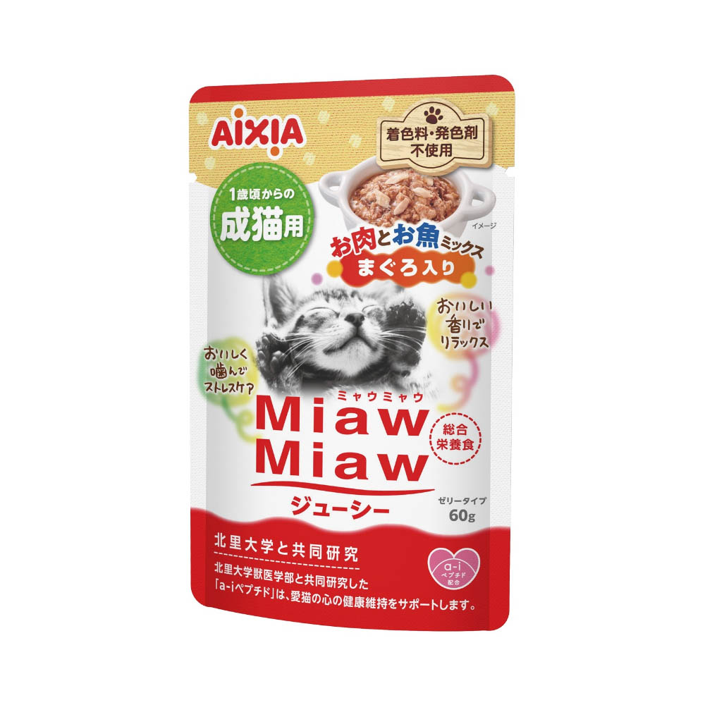 MiawMiaw ジューシー お肉とお魚ミックス まぐろ入り 60g