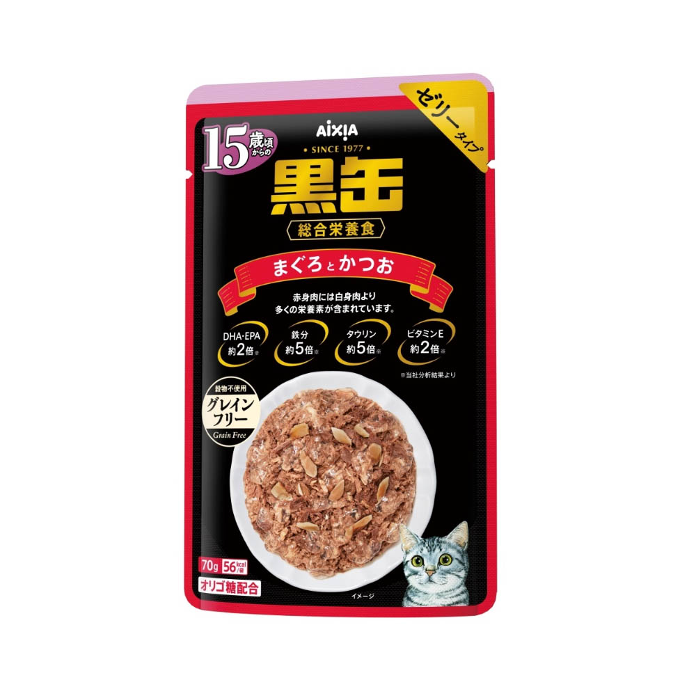 黒缶パウチ　15歳頃からのまぐろとかつお 70g