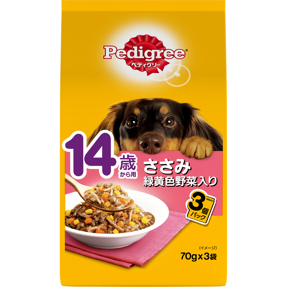 ペディグリー 14歳から用 ささみ 緑黄色野菜入り70g×3袋