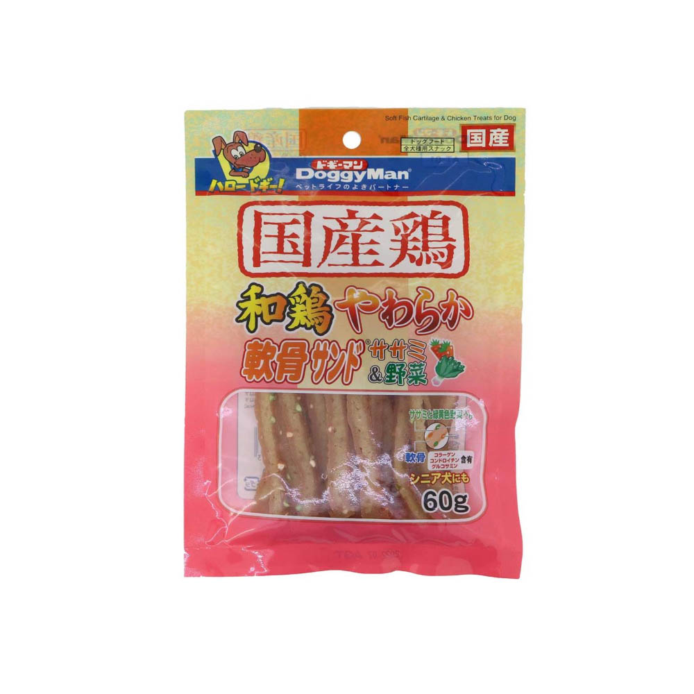 ドギーマン　和鶏やわらか軟骨サンドささみ&野菜60g