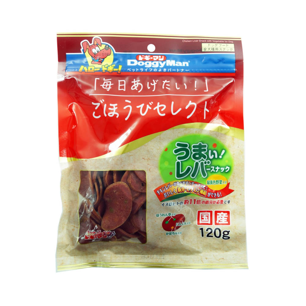 ドギーマン ごほうびセレクトうまい!レバースナック緑黄色野菜入り120g
