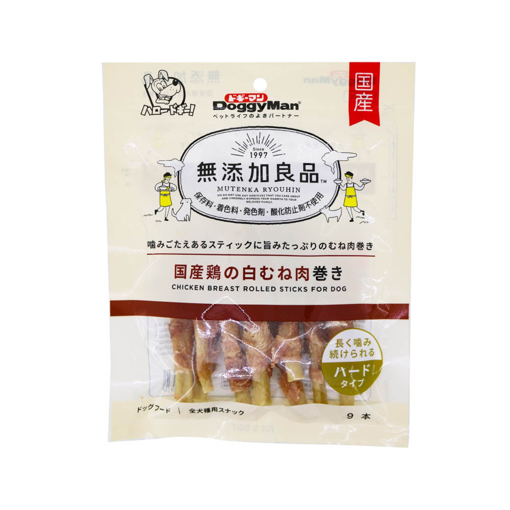 ドギーマン 無添加良品国産鶏の白むね肉巻き9本