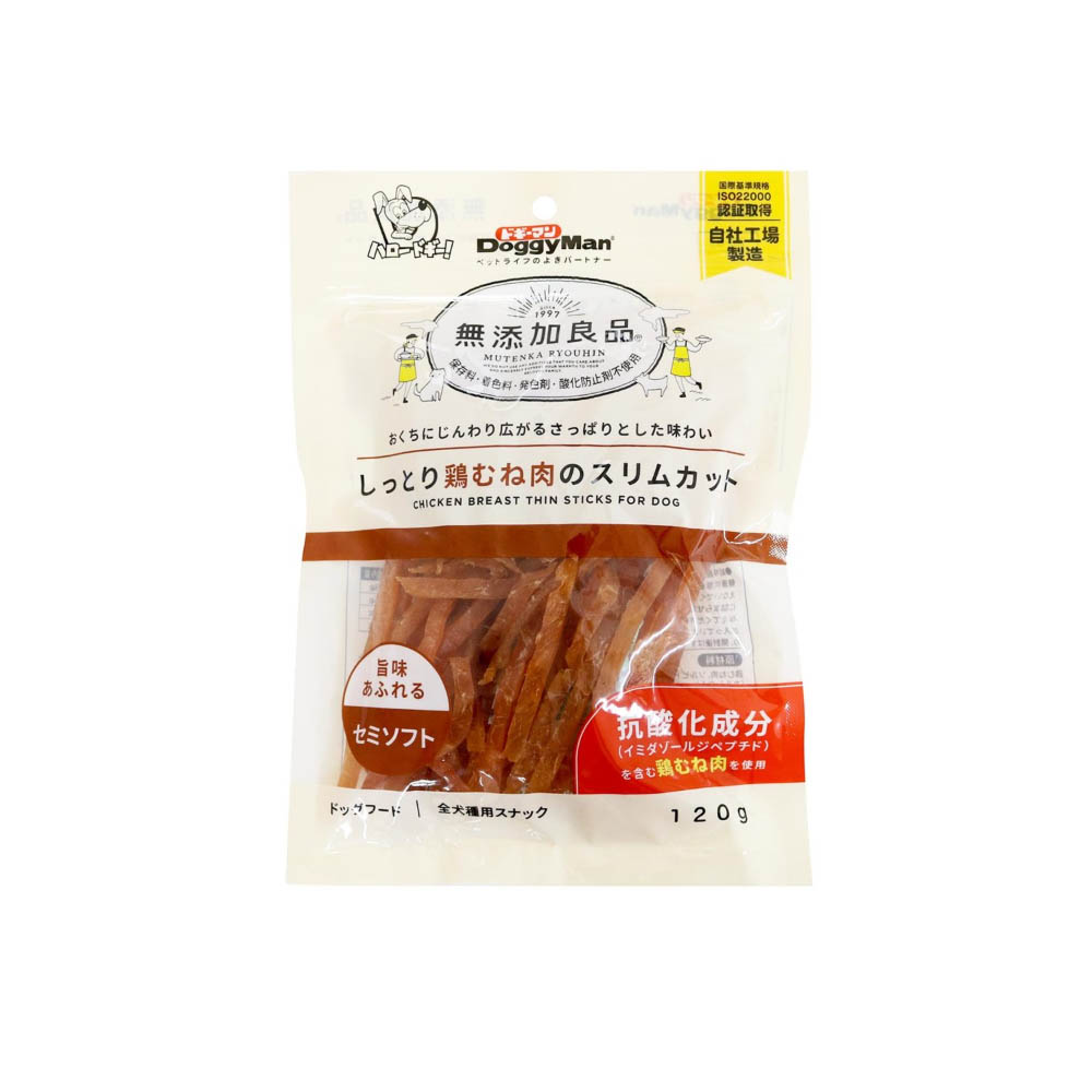 ドギーマン 無添加良品しっとり鶏むね肉のスリムカット120g