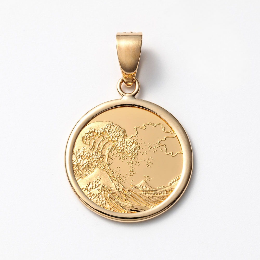 24金コイン/18金枠 葛飾北斎1/25オンス コイントップ