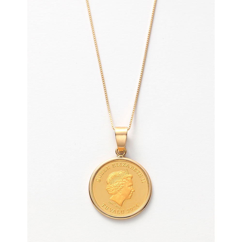 K24/K18【エリザベス×エンジェル】コインネックレス1/25オンス(ベネチアンチェーン)
