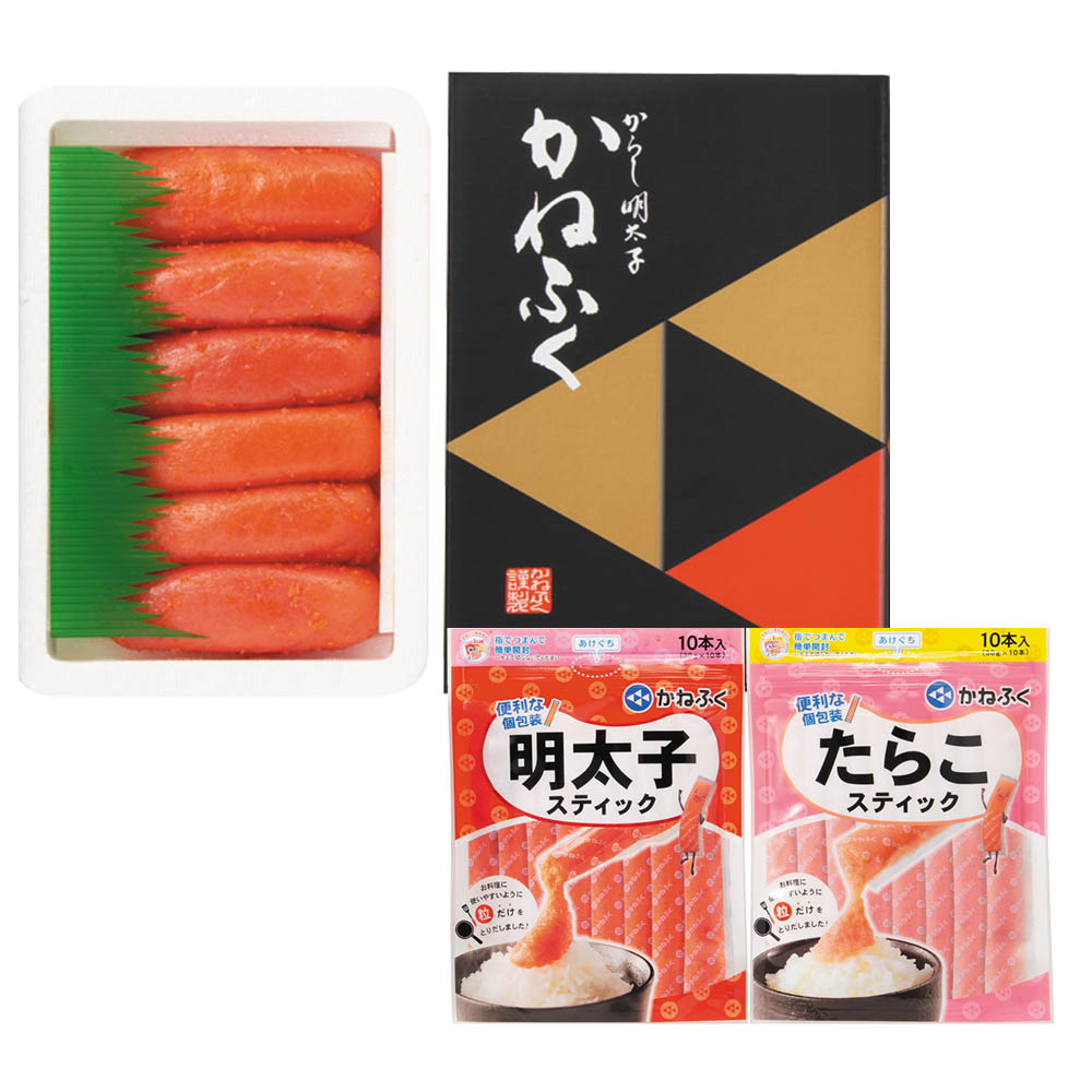 <かねふく>辛子明太子(特切) 明太子・たらこスティックセット