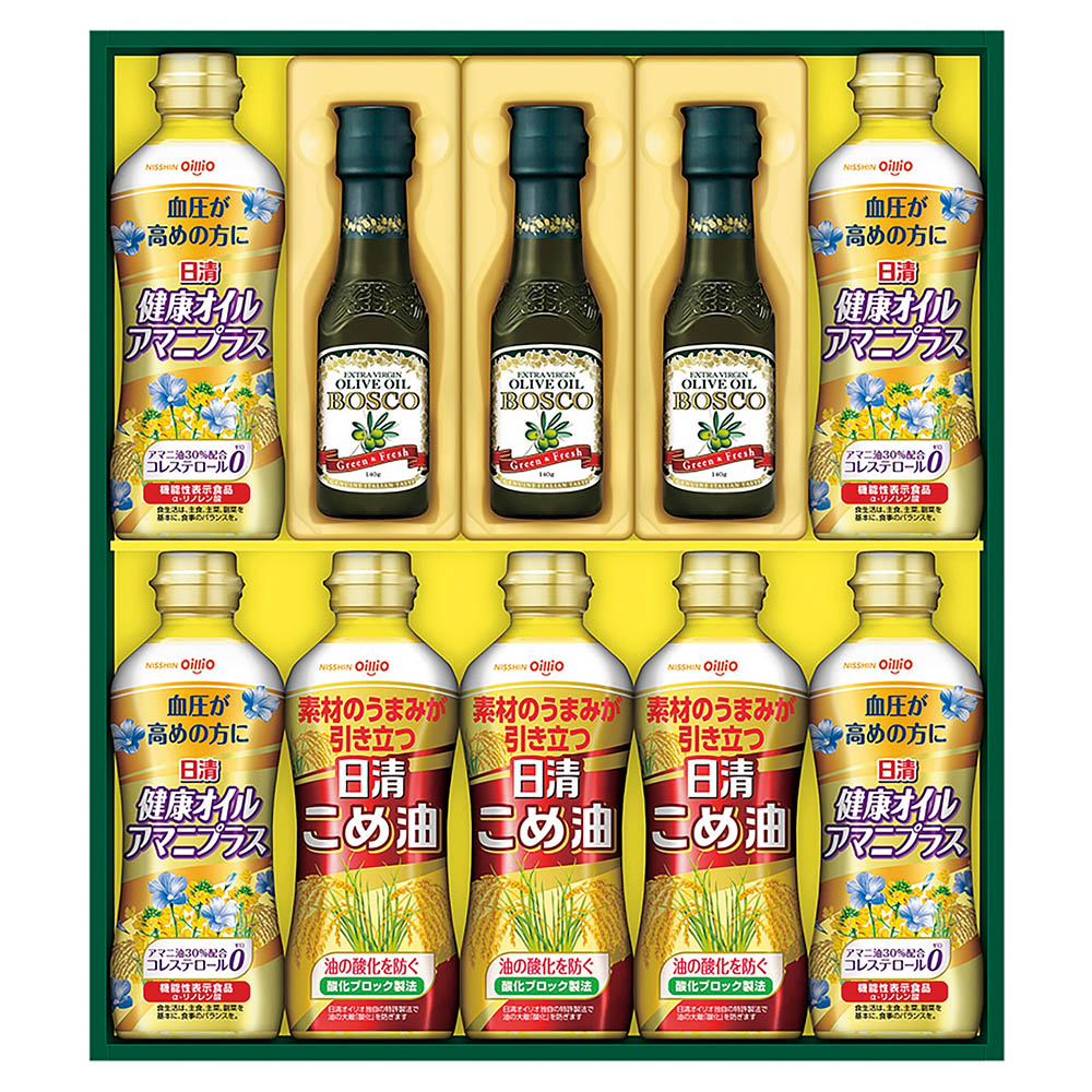 <日清オイリオ>バラエティーオイル&ボスコEXVオリーブオイル