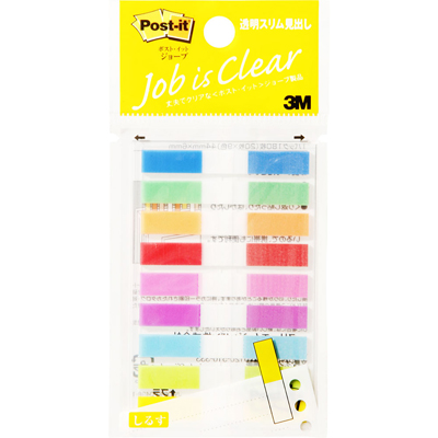 3M ポストイット 透明見出し 44×6mm 9色×20枚 680MSH