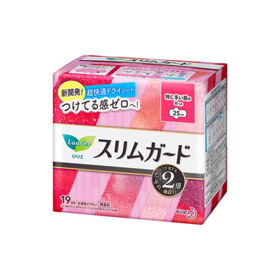 花王　ロリエ　スリムガード　特に多い昼用　25cm　羽つき　19個入