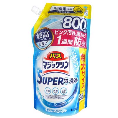 花王　バスマジックリン　SUPER泡洗浄　香りが残らないタイプ　つめかえ用特大サイズ　800ml