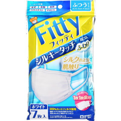 フィッティ シルキータッチ耳ゴムふわりホワイトふつう 7枚入