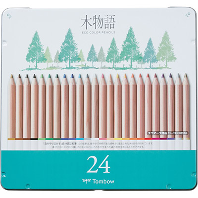 トンボ鉛筆 色鉛筆 S木物語缶入 24色