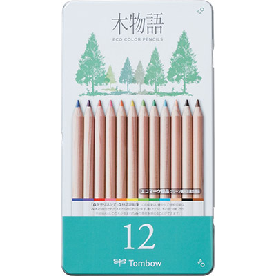 トンボ鉛筆 色鉛筆 S木物語缶入 12色