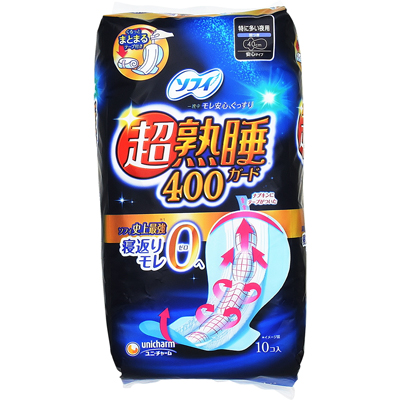 ユニ・チャーム　ソフィ　超熟睡ガード　特に多い夜用　40cm　羽つき　10個入