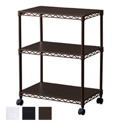 【送料込み】アイリス カラーメタルラック ウッドボード付き<ブラウン> CMM-55073B