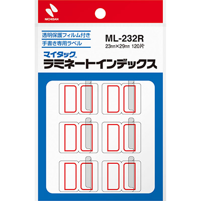ニチバン マイタックラベル ラミネートインデックス ML-232R 赤