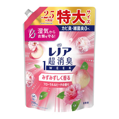 P&G　レノア超消臭１WEEK　フローラル&ピーチの香り　つめかえ用　770ml