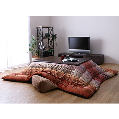 国内プリント こたつ厚掛け布団単品 『万葉』 ブラウン 205×345cm ゆめ