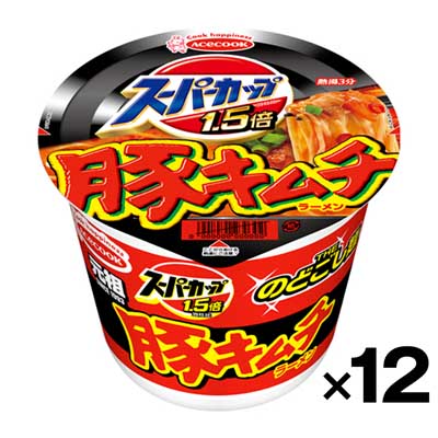 【ケース販売】エースコック スーパーカップ 1.5倍新豚キムチラーメン 107g×12個