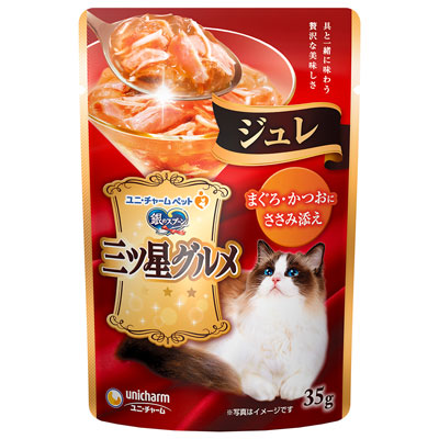 銀のスプーン 三ツ星グルメ パウチジュレまぐろ・かつおにささみ添え35g
