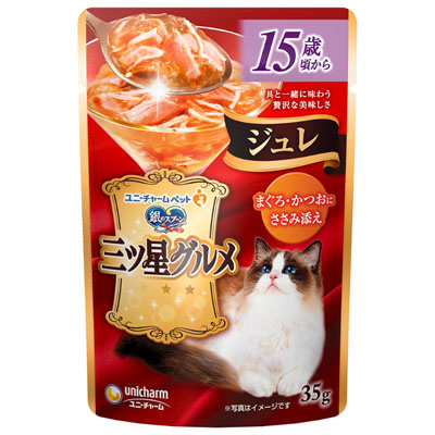 銀のスプーン　三ツ星グルメ　パウチジュレ15歳頃からまぐろ･かつおにささみ添え35g