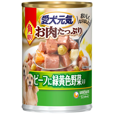 愛犬元気 缶角切り ビーフ・緑黄色野菜入り375g