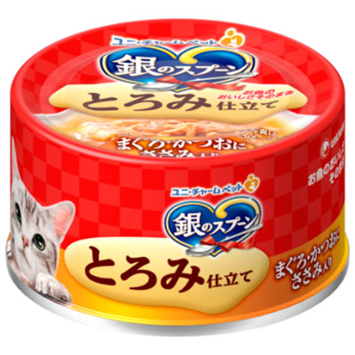 銀のスプーン缶 とろみ仕立てまぐろ・かつおにささみ入り70g