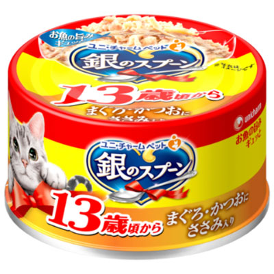 銀のスプーン缶 13歳まぐろ・かつおにささみ70g