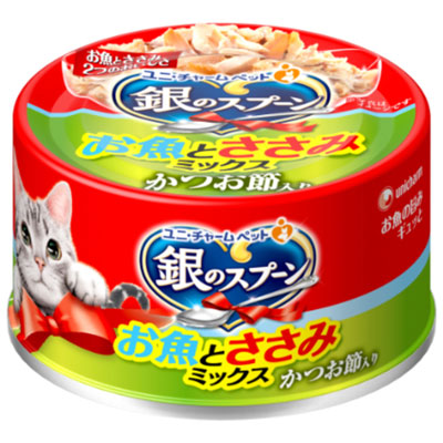 銀のスプーン缶 お魚とささみミックスかつお節70g