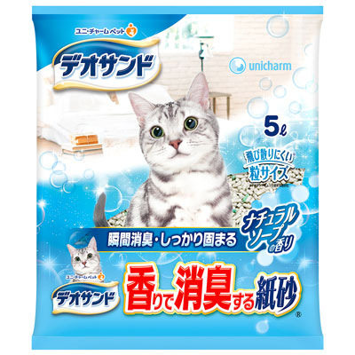 デオサンド 香りで消臭する紙砂 ナチュラルソープの香り5L