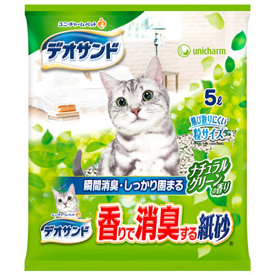デオサンド 香りで消臭する紙砂 ナチュラルグリーンの香り5L